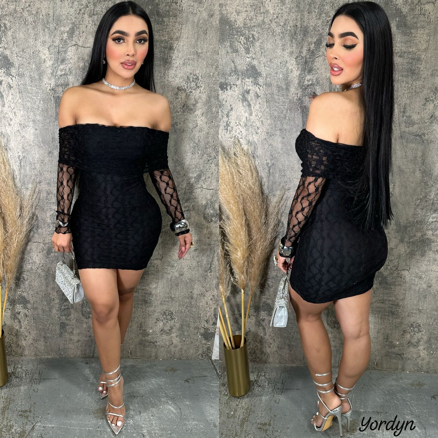 JORDYN mini vestido encaje negro