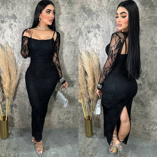 OSAYRA midi vestido NEGRO