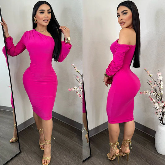 ZIRI midi vestido rosa