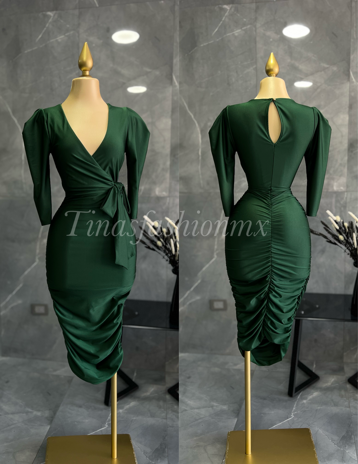 BEGOÑA midi vestido VERDE