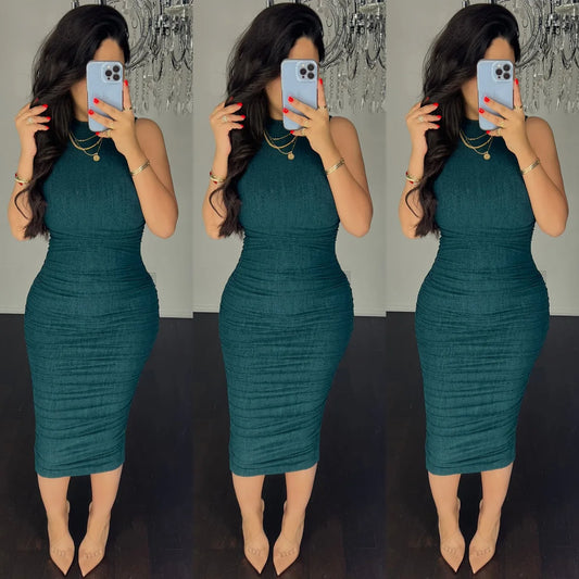 VALENZUELA midi vestido verde