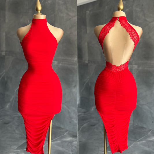 CORRINE vestido mesh rojo